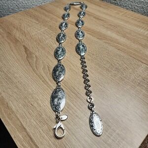 Silver Plated Engraved Concho Link Belt Western Boho Style